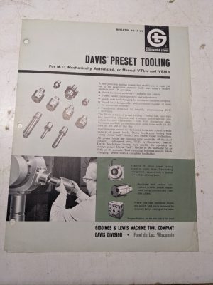 Giddings Lewis Sales Brochure Specs Features Catalog Preset Tooling Vtl Vbm