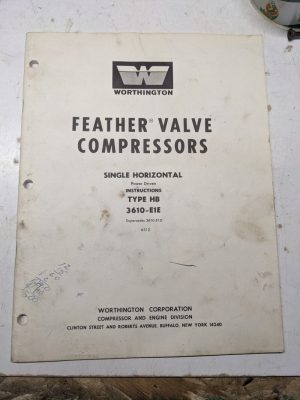Worthington Feather Valve Air Compressors Type Hb 3610-E1E Service Shop Manual