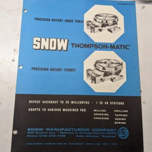 Snow Thompson-Matic Rotary Turret Index Table Sales Brochure Catalog 1965