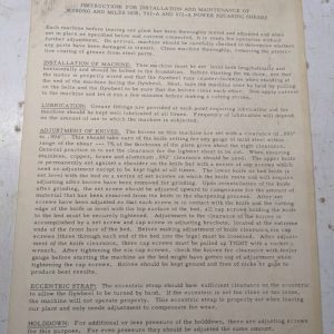 Wysong Miles Operator Instruction Service Parts List Manual 552-A 572-A Shears