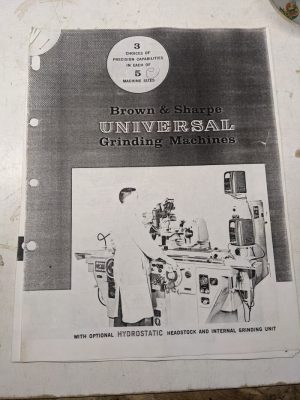 Brown Sharpe Universal Grinding Machines Sales Brochure Catalog Specficiations