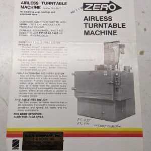 Zero Products Airless Turntable Machine 101-60-T Sales Brochure Machine Model