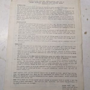 Zagar Tool Instruction Install Gearless Drilling Tapping Heads 3”-15.5” Specs