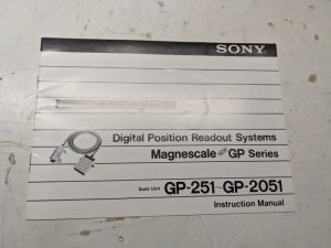 Sony Instruction Service Manual Digital Readout Gp-251~Gp-2051 Magnescale Gp