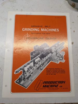 Production Machine Abrasive Belt Centerline Grinding Sales Brochure Specs Feat