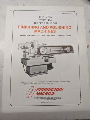 Production Machine Centerless Finishing Polishing Type 101 Sales Brochure Specs