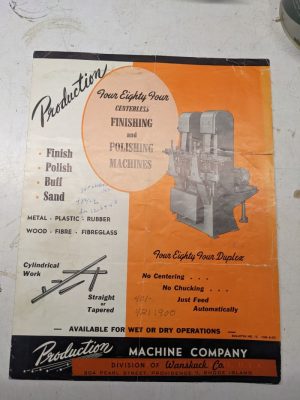 Production Machine Sales Brochure Specification Feature Finishing Polishing 1959