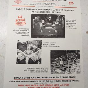 Production Machine Equipment Sales Brochure Single Page Company Capability