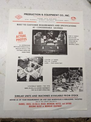 Production Machine Equipment Sales Brochure Single Page Company Capability