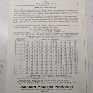 Jackson Index Tables Operator Service Manual Instruction Information Shop Book