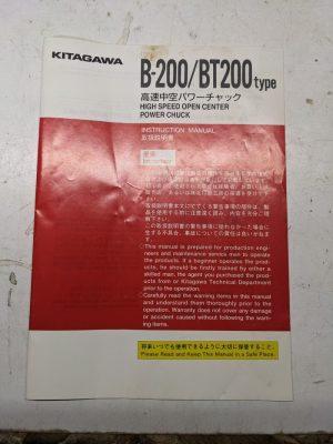 Kitagawa High Speed Power Chuck Instruction Operator Service Manual B-200 Bt200
