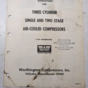 Worthington 1 2 Stage Air Compressors Operator Service Manual 15-20 Hp