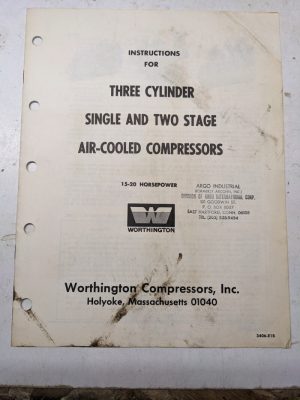 Worthington 1 2 Stage Air Compressors Operator Service Manual 15-20 Hp