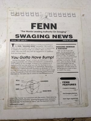 Fenn Swaging News Features Sales Brochure 1992 Machine Shop Tool Copy