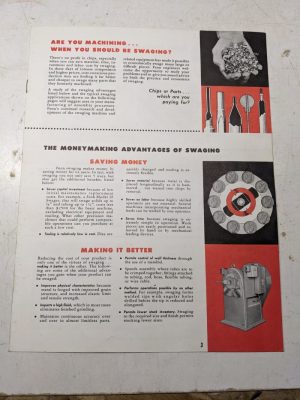 Fenn Swaging Machine Sales Brochure Catalog Specs Missing Front Back Cover