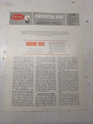 Fenn Swaging Application Sales Brochure Features M-6 Engineering News Machine