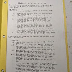 New Jarvis Dril-King Operator Service Manual Old Photocopy Sn 227 Drill Machine