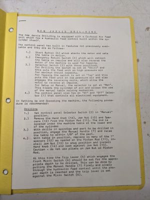 New Jarvis Dril-King Operator Service Manual Old Photocopy Sn 227 Drill Machine