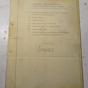 Jaggi Instruction Operator Service Manual Mf 53 Screw-Cutting Machine Case Maker