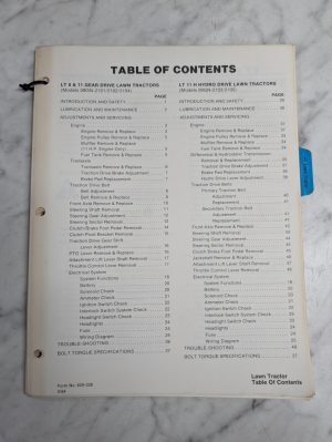 Ford Repair Service Manual Lawn Tractor Lt 8 11 H 09Gn 2101-2105 2103 1984 Hydro