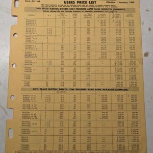 Symington Wayne Pump Sales Brochure Catalog Price List 1963 Air Compressor