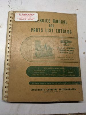 Cincinnati Centerless Grinding Service Parts List Catalog Manual #2 Lo Ll C-670