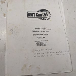 Kalamazoo Cut Off Saw Service Manual Parts List Book C 315/350 Model Machine