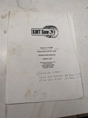 Kalamazoo Cut Off Saw Service Manual Parts List Book C 315/350 Model Machine