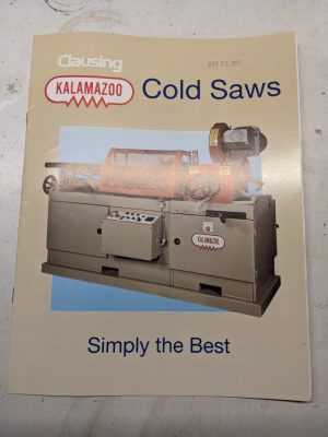 Clausing Kalamazoo Cold Saws Sales Brochure Catalog 1996 Price List Specs