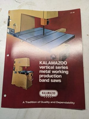 Clausing Kalamazoo Band Saws Sales Brochure Catalog Vs-86 Specifications Feat