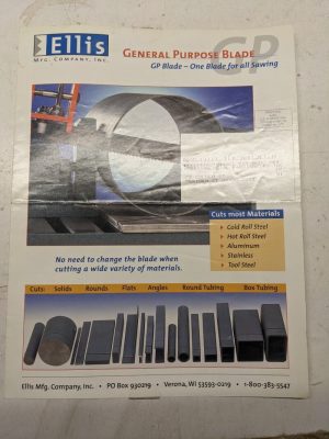 Ellis Mfg Generap Purpose Blade Gp Sales Price List Brochure Features