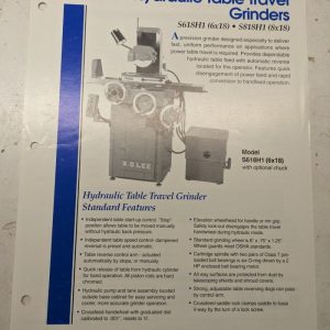 K.O. Lee Tool Sales Brochure Specs Features Hydraulic Grinders S618H1 S818H1