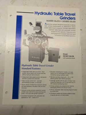 K.O. Lee Tool Sales Brochure Specs Features Hydraulic Grinders S618H1 S818H1