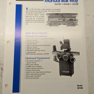 K.O. Lee Tool Sales Brochure Specs Features Manual Ball Way S612B S618B S818B