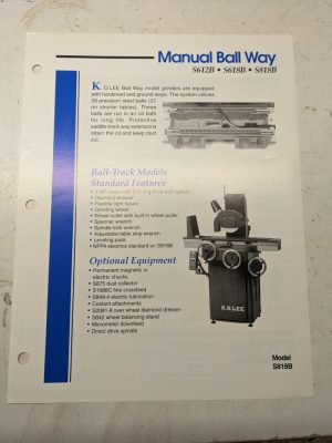 K.O. Lee Tool Sales Brochure Specs Features Manual Ball Way S612B S618B S818B