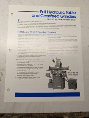 K.O. Lee Tool Sales Brochure Specs Features Hydraulic Grinders S618H2 S818H2