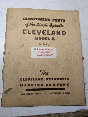Cleveland Single Spindle Model A Service Component Parts List Manual Catalog