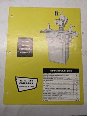 K.O. Lee Company Model B6060 Universal Grinder Sales Brochure Specs Features