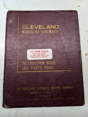 Cleveland Dialmatic Model Ab Service Manual & Parts List Book Machine Tool Shop