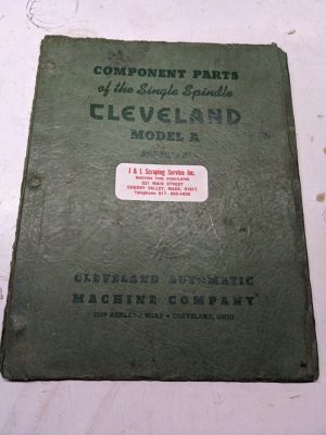 Cleveland Automatic Model A Component Service Parts List Book Manual Tool Shop
