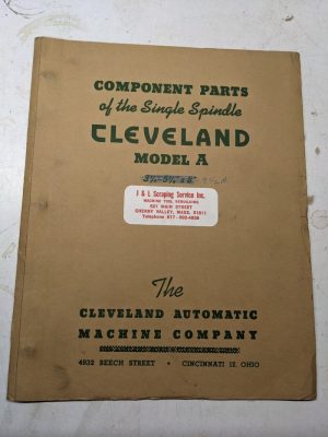 Cleveland Automatic Model A Component Service Repair Parts List Book Manual Tool