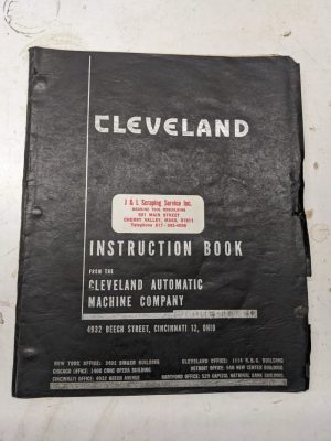 Cleveland Automatic Model A Service Manual & Parts List Book Machine Tool