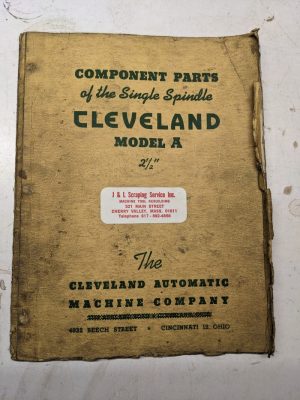 Cleveland Model A Component Service Repair Parts List Book Manual Shop Tool