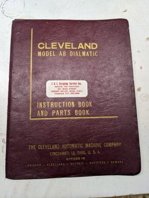 Cleveland Dialmatic Model Ab Service Manual Parts List Book Machine Tool Shop