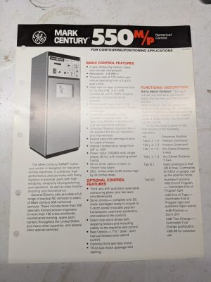 Ge Mark Century 550 M/P Numerical Control Cnc Sales Brochure Features Specs 1972