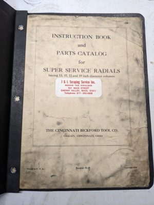 Cincinnati Instruction Service Manual Part List Catalog Super Radial 1930 Drill