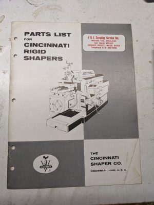 Cincinnati Shaper Service Parts List Book Manual Catalog Rigid Shapers Machine