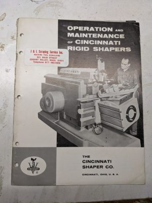 Cincinnati Shaper Service Parts List Book Manual Catalog Rigid Shapers Tool