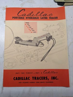 Cadillac Portable Hydraulic Lathe Tracer Brochure & Installation Instruction