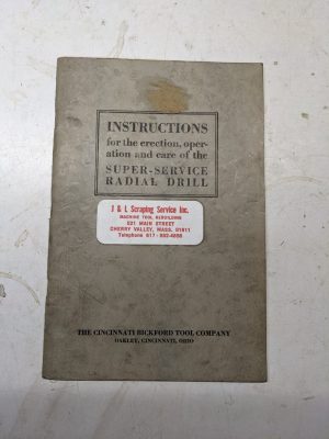 Cincinnati Operator Service Manual Parts List Super Service Radial Drill 1928